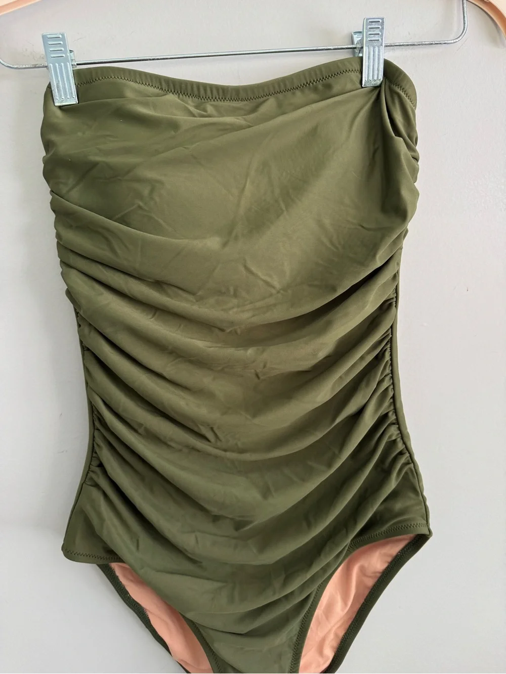 J.Crew Olive Green Ruched One-Piece Swimsuit - Picture 2 of 5